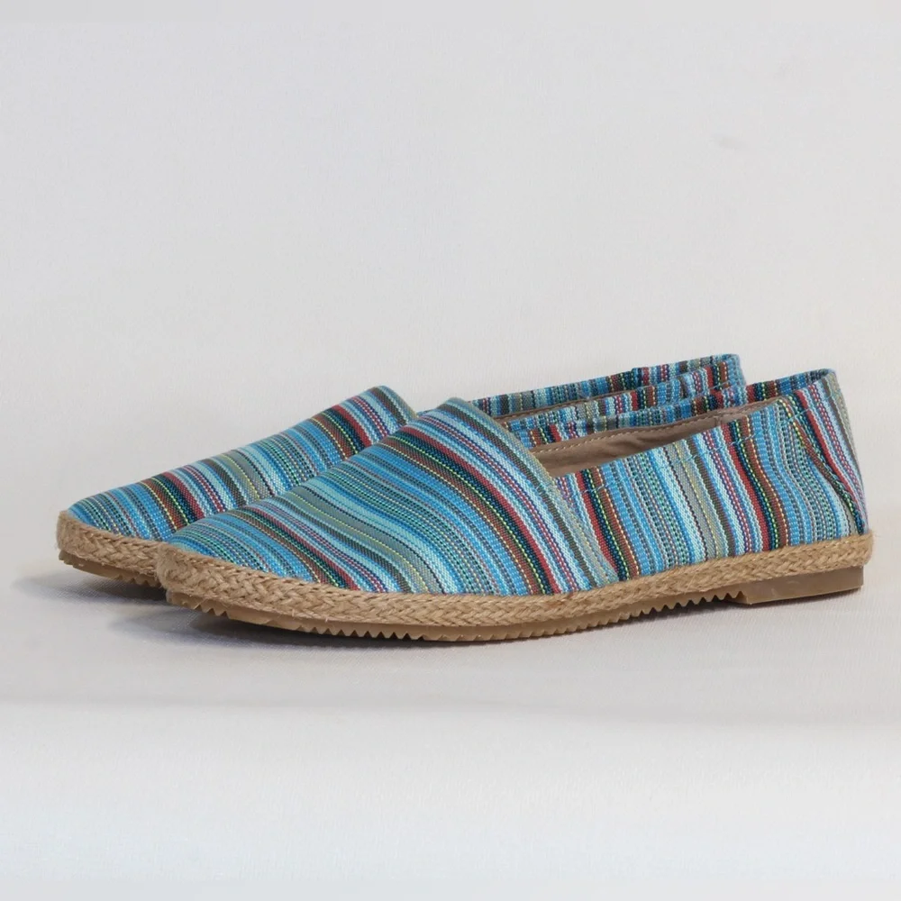 Aetrex Kylie Slip-On Multicolor Stripped Espadrille Flats with Arch Support